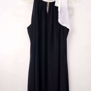 White House Black Market One Shoulder Black Dress with White Accent
